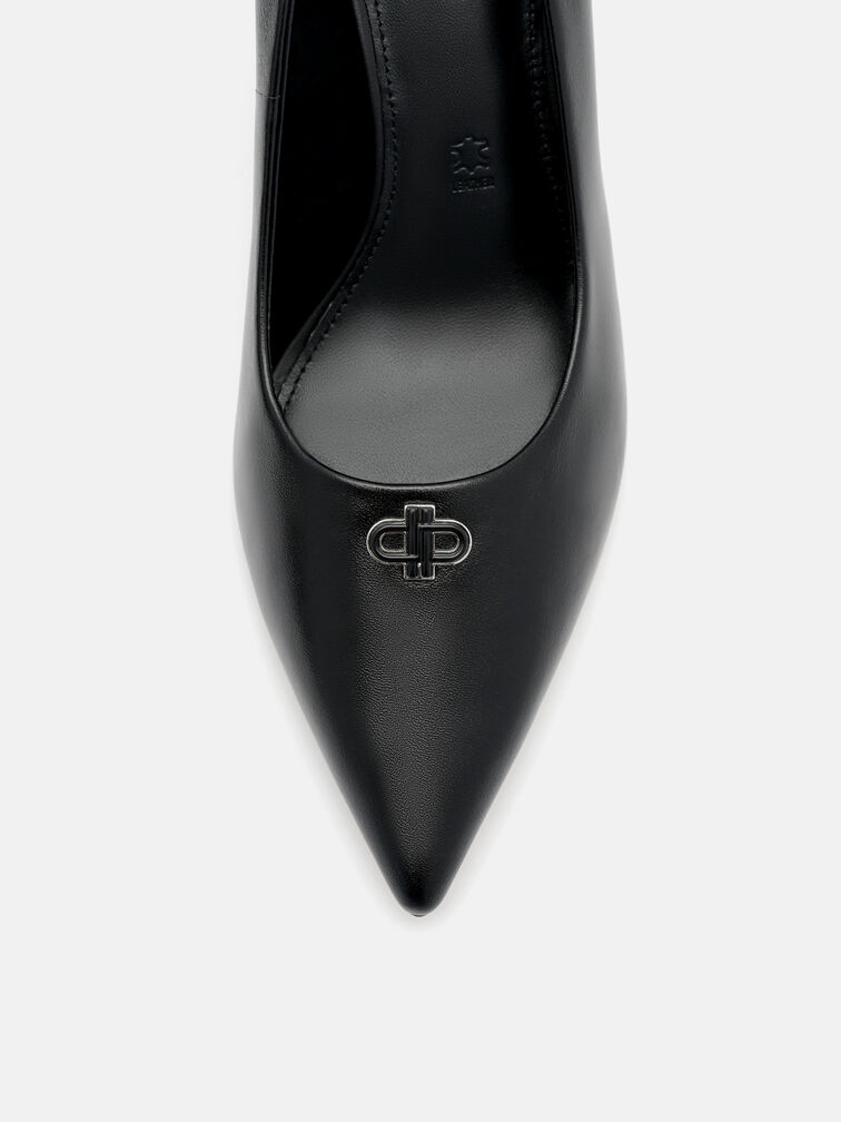 Leather Heel Pumps, Black