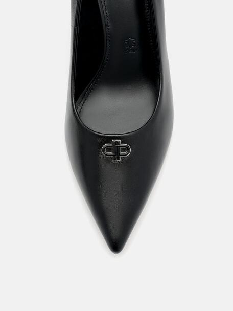 Leather Heel Pumps, Black