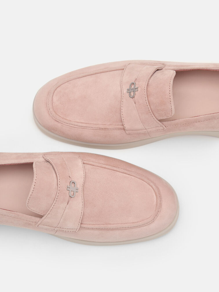 Roam Suede Driving Shoes, Nude