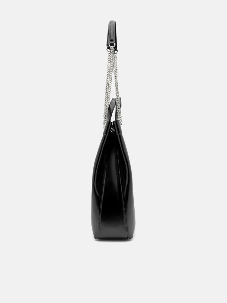 Cassier Tote Bag, Black Wrinkled