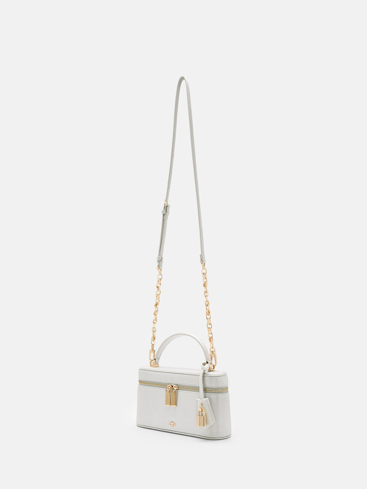 Ari Leather Shoulder Bag, Silver