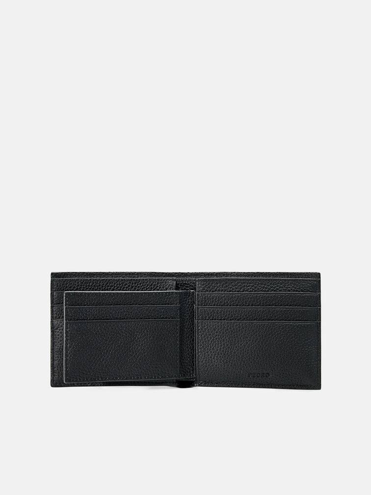 Embossed Leather Bi-Fold Wallet with Insert, Black