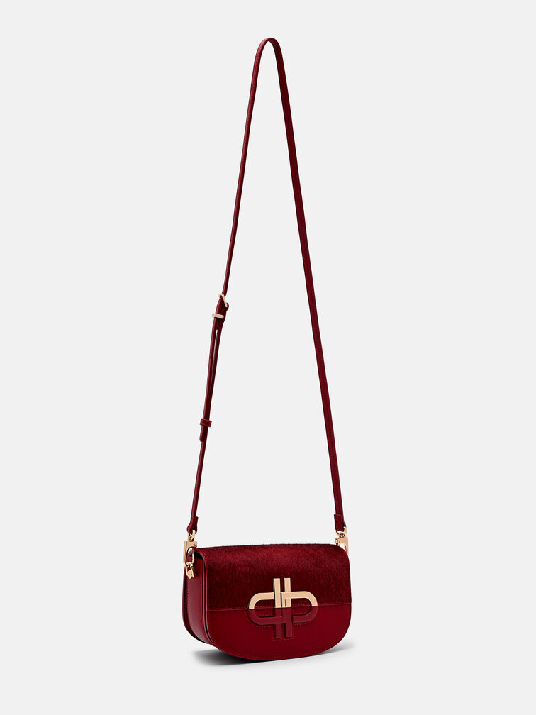 Duet Ponyhair Shoulder Bag, Red Pony