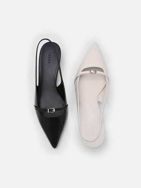 Maggie Leather Slingback Heel Pumps, Black