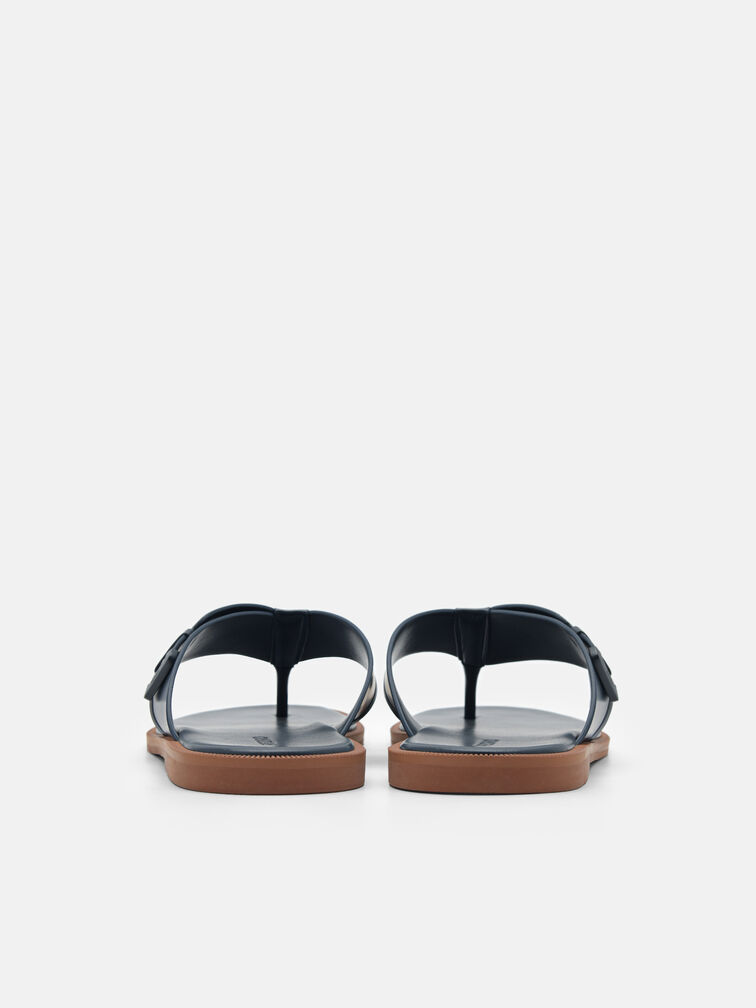 Buckle Thong Sandals, Navy