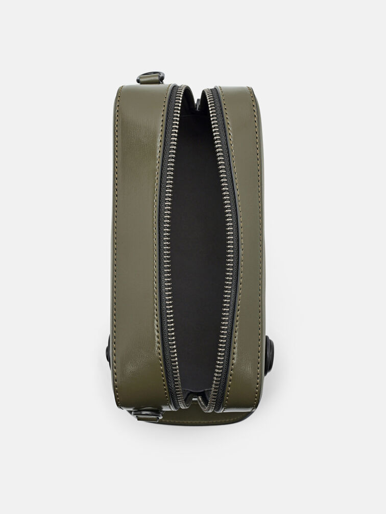 Leather Sling Bag, Military Green