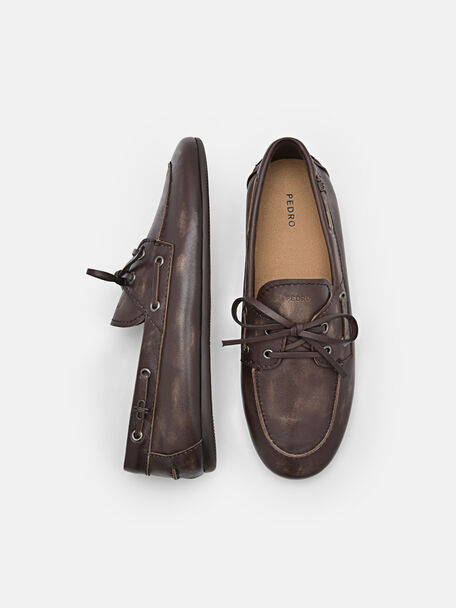 Dee Leather Boat Shoes, Brown