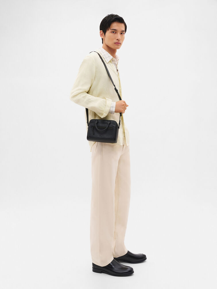 Crosby Crossbody Bag, Black Embossed