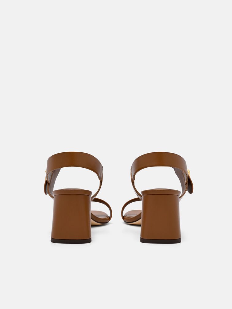 Sienna Leather Heel Sandals, Cognac