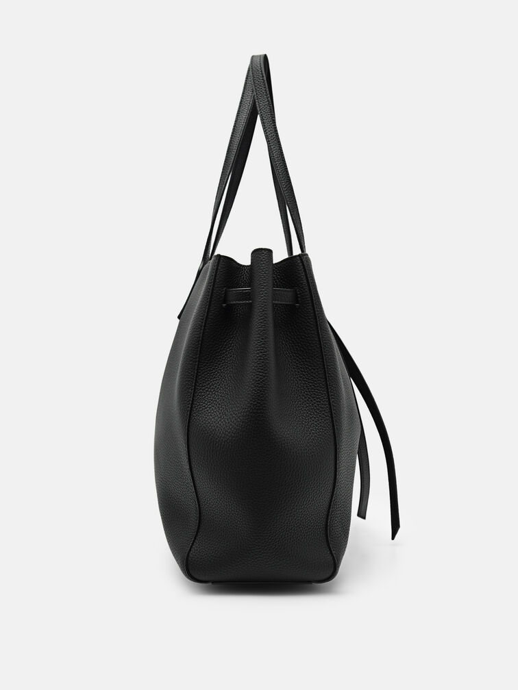 Demi Oversized Leather Tote Bag, Black