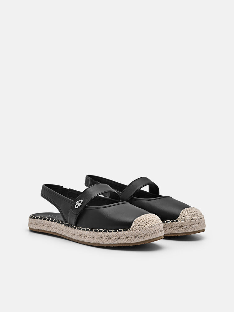 Leather Slingback Loafers, Black