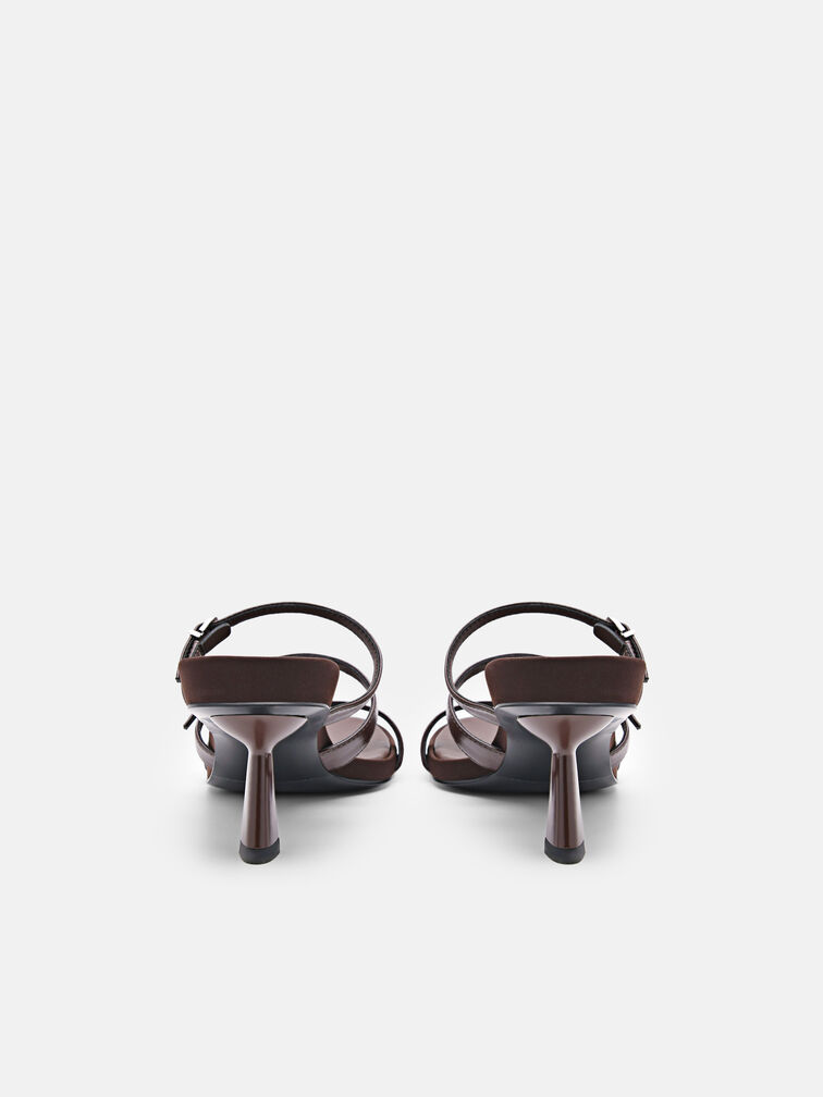 Helix Heel Sandals, Dark Brown