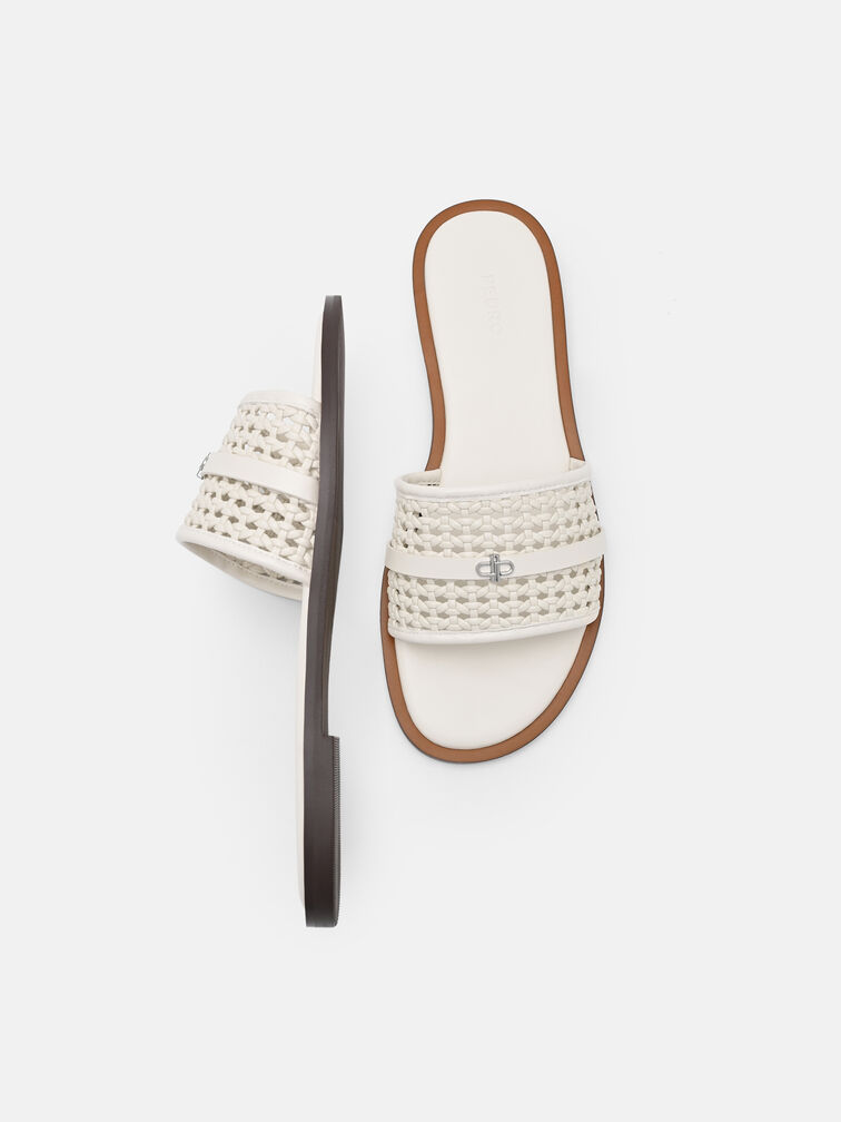 Sadie Woven Slide Sandals, Chalk Weave