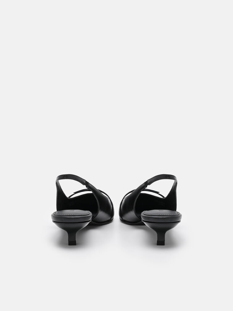 Maggie Leather Slingback Heel Pumps, Black