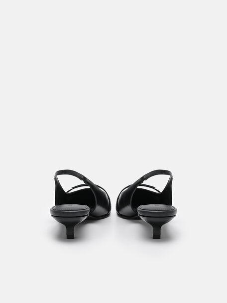 Maggie Leather Slingback Heel Pumps, Black