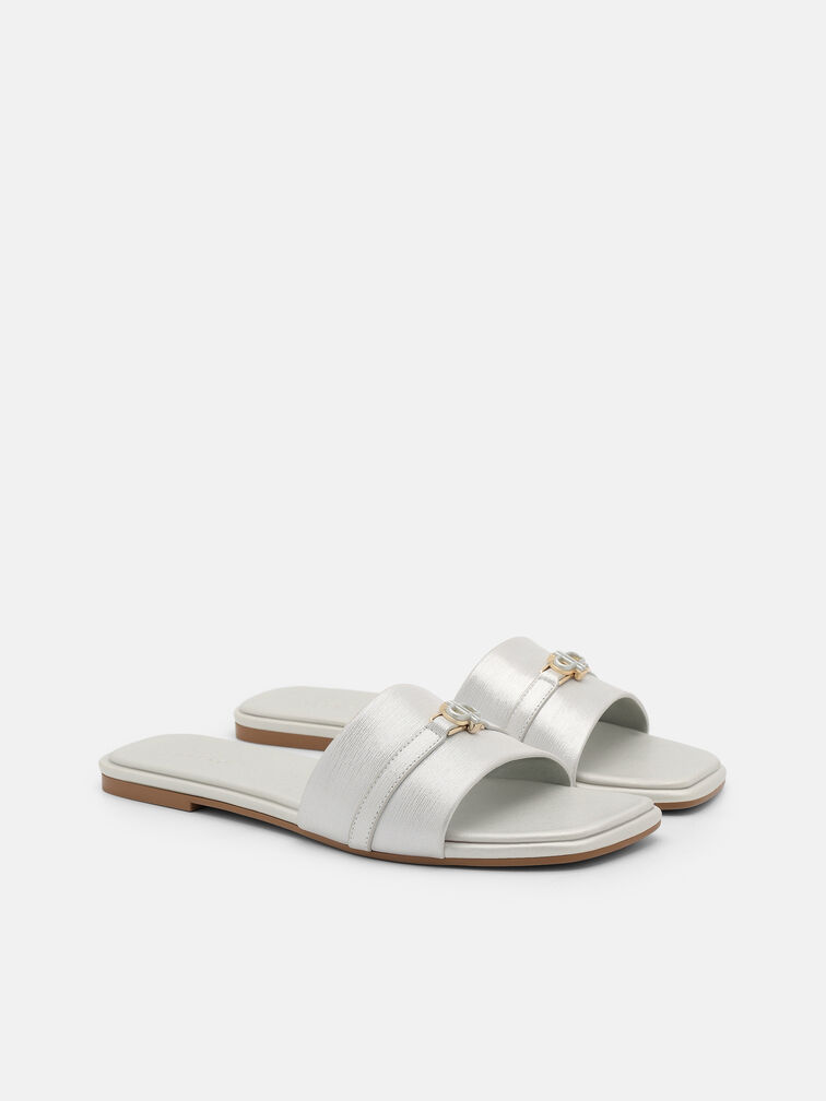 Leather Sandals, Silver