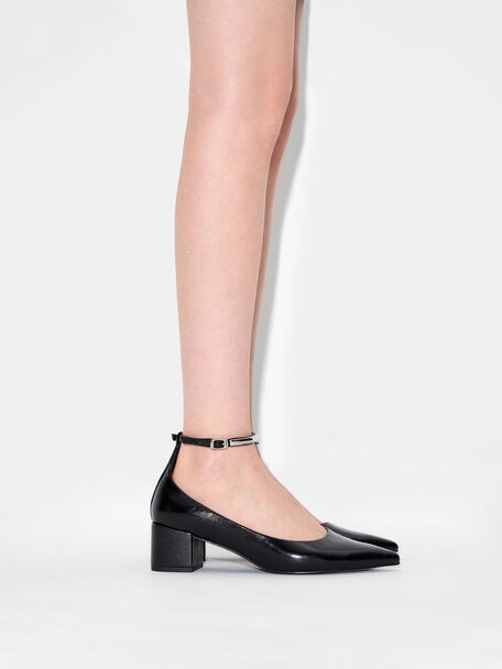 Lia Leather Heel Pumps, Black