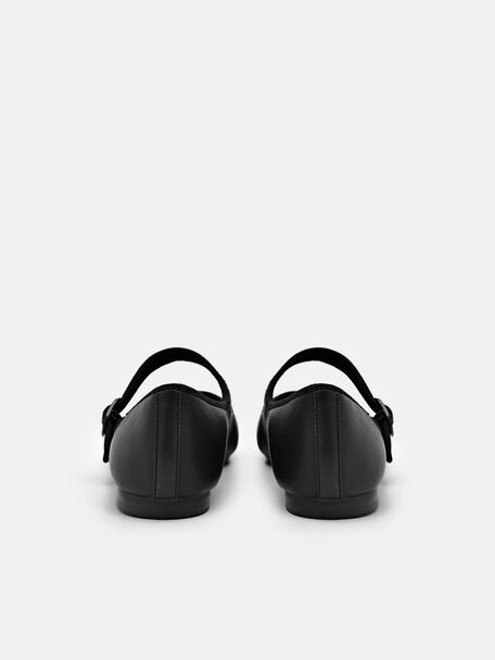 Alina Leather Ballerina Flats, Black