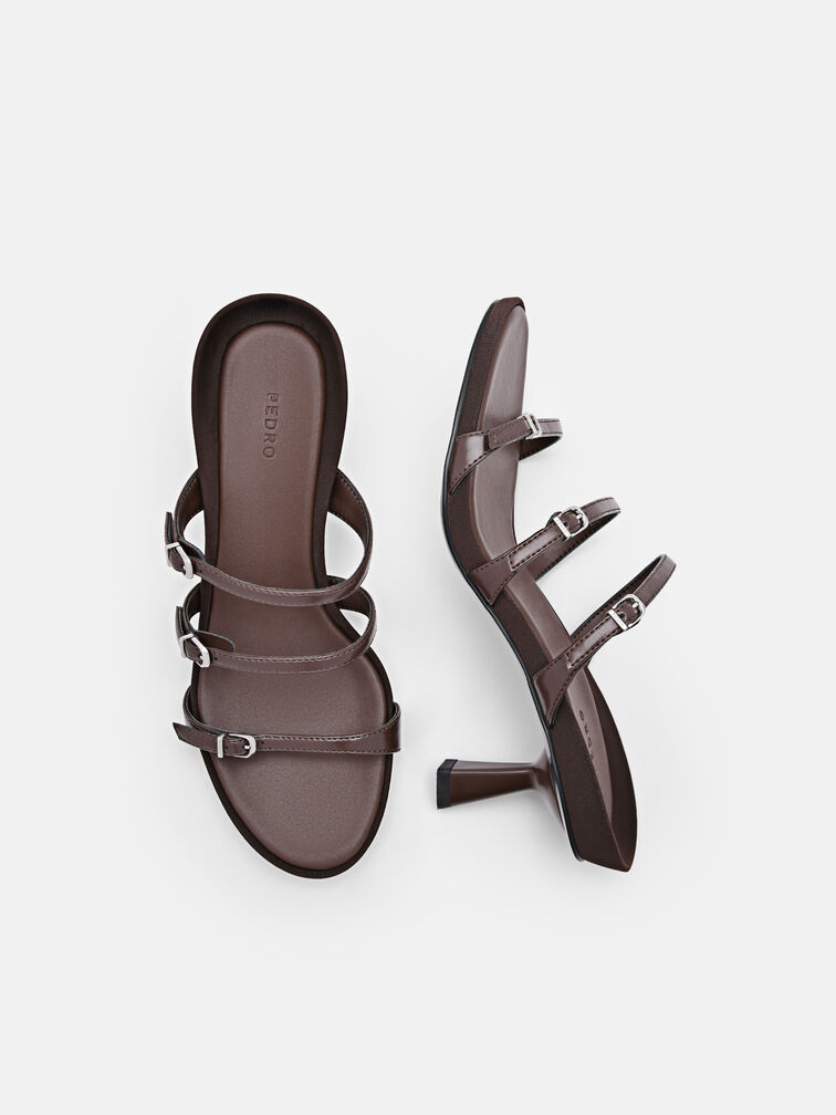 Helix Heel Sandals, Dark Brown