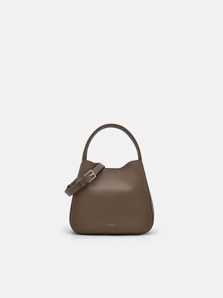 Dana Leather Bucket Bag, Dark Taupe