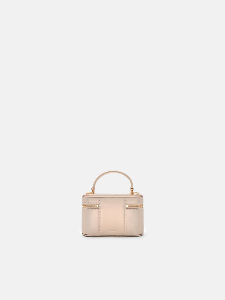 Ari Leather Vanity Case, Champagne