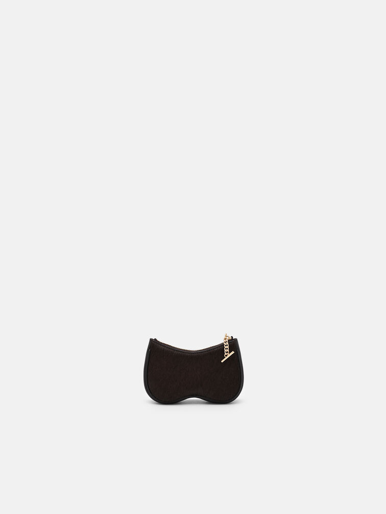 Horse Charm Ponyhair Pouch, Dark Brown