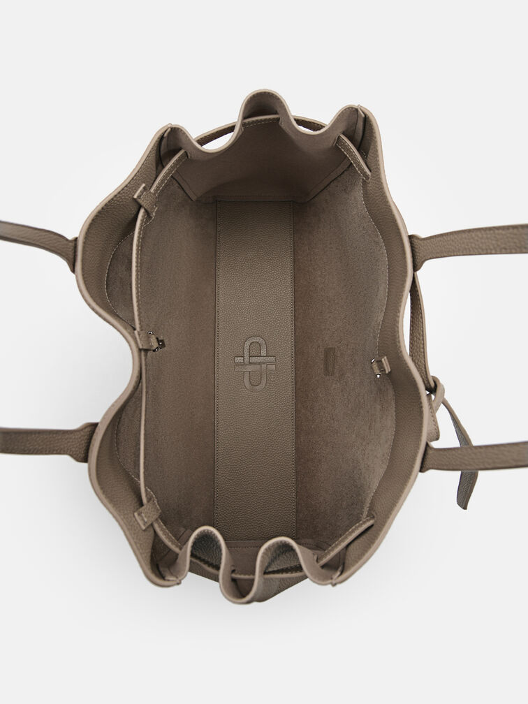 Demi Oversized Leather Tote Bag, Taupe