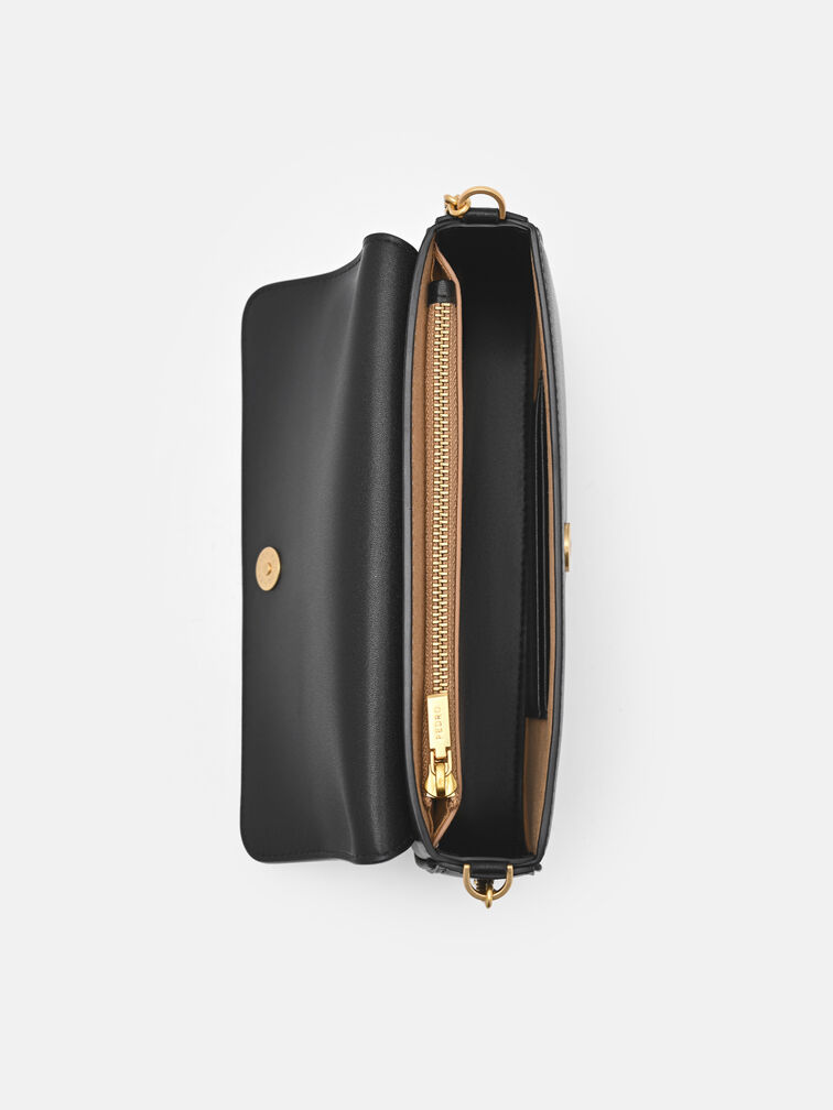 Chainlink Leather Sling Pouch, Black