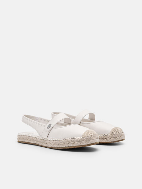 Leather Slingback Loafers, Chalk