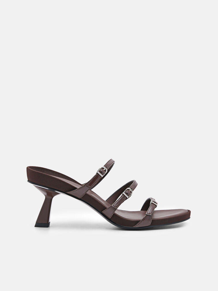 Helix Heel Sandals, Dark Brown