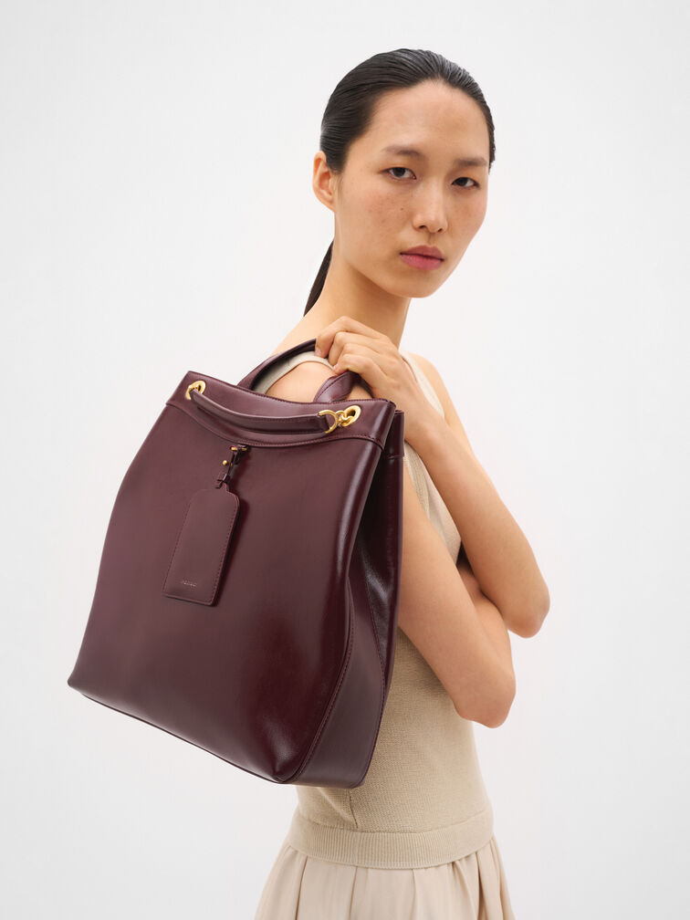Cassier Tote Bag, Wine Wrinkled
