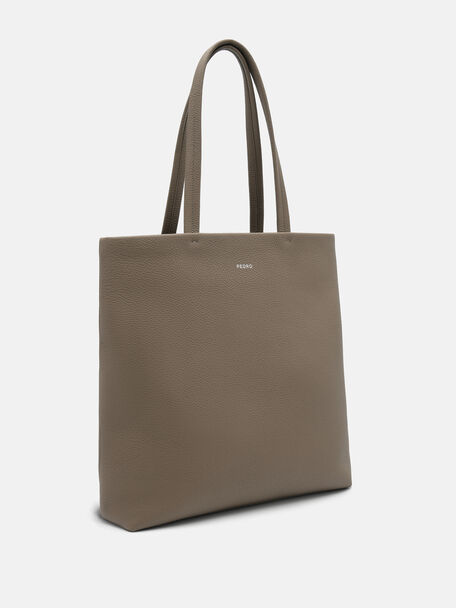 Asher Leather Tote Bag, Dark Taupe
