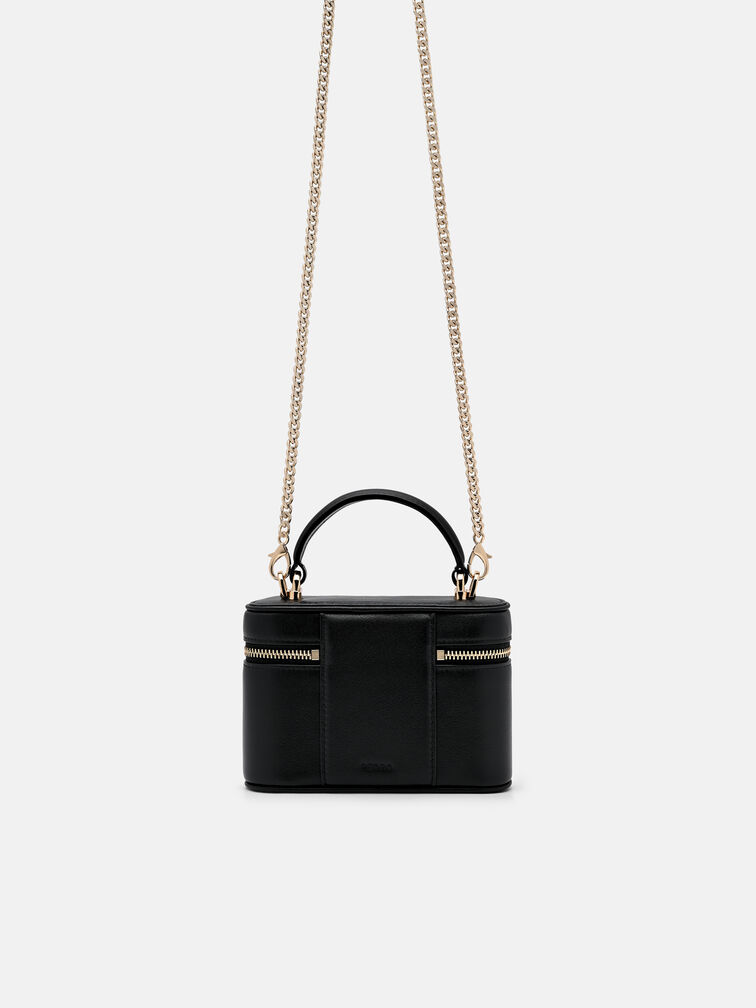 Ari Leather Vanity Case, Black