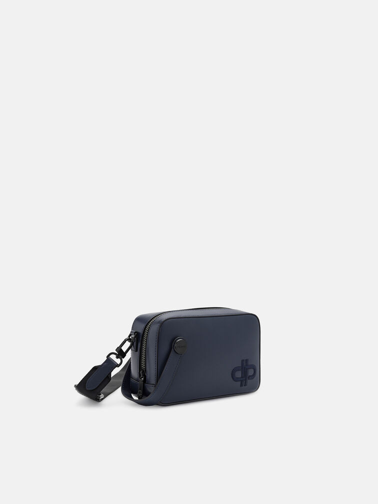 Leather Sling Bag, Navy