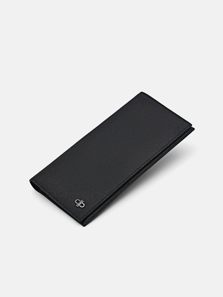 Leather Long Wallet, Black