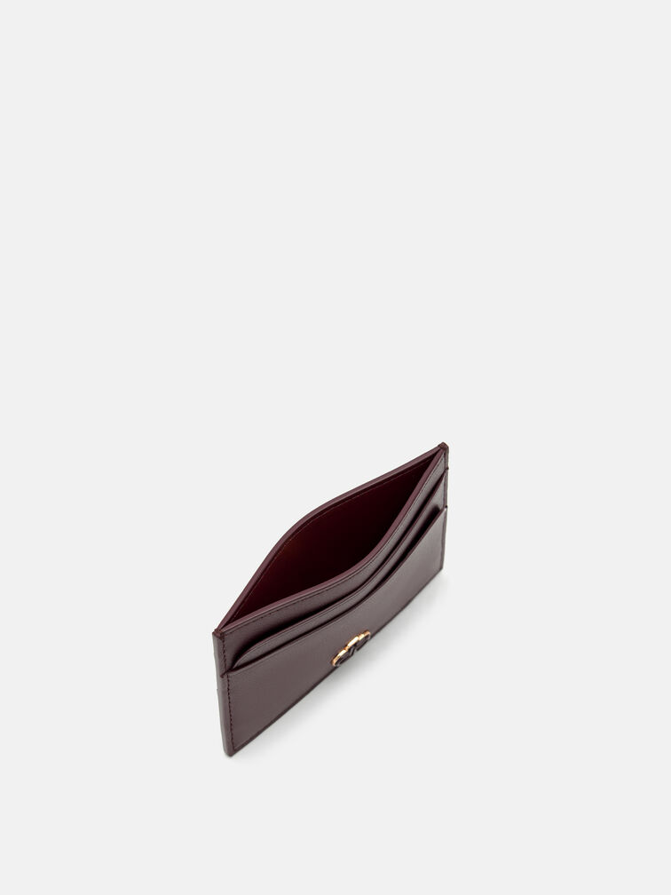 Leather Card Holder, Wine