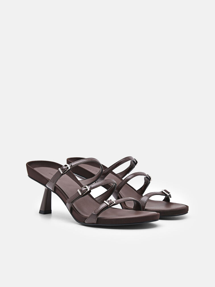 Helix Heel Sandals, Dark Brown