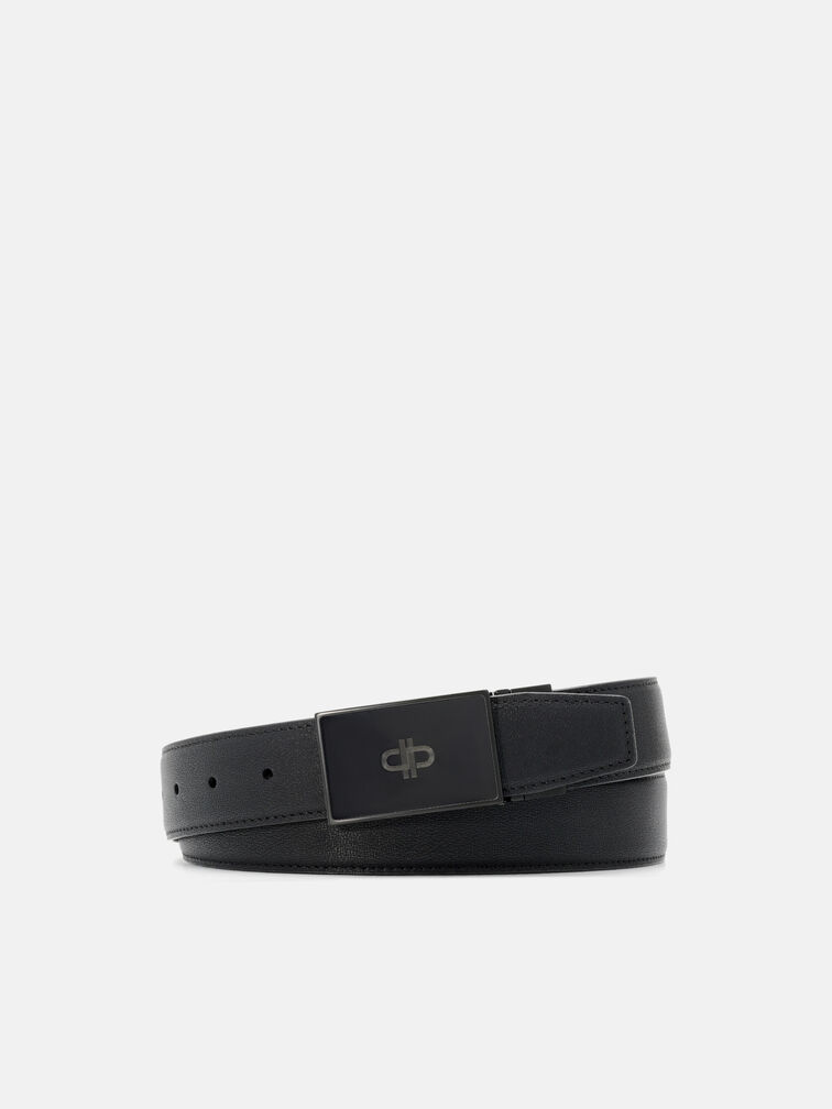 Leather Reversible Tang Belt, Black