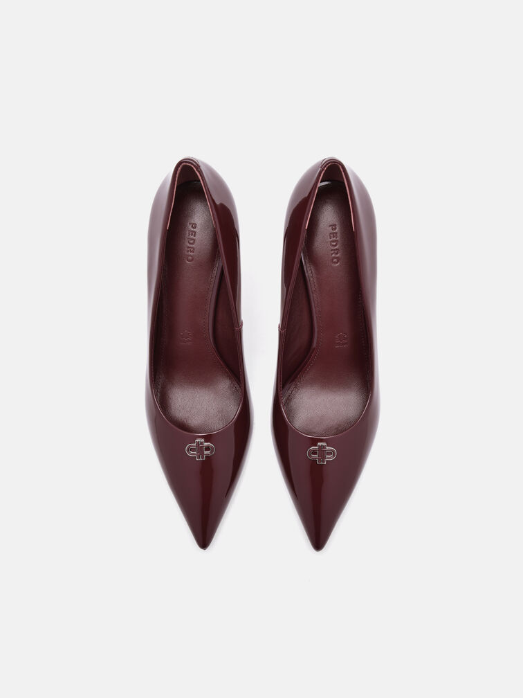 Leather Heel Pumps, Wine