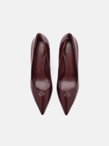 Leather Heel Pumps, Wine