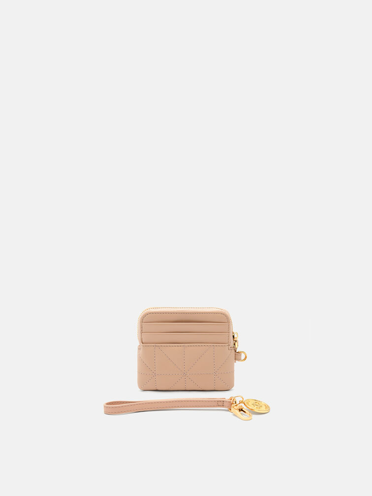 Quilted Wristlet Pouch, Nude