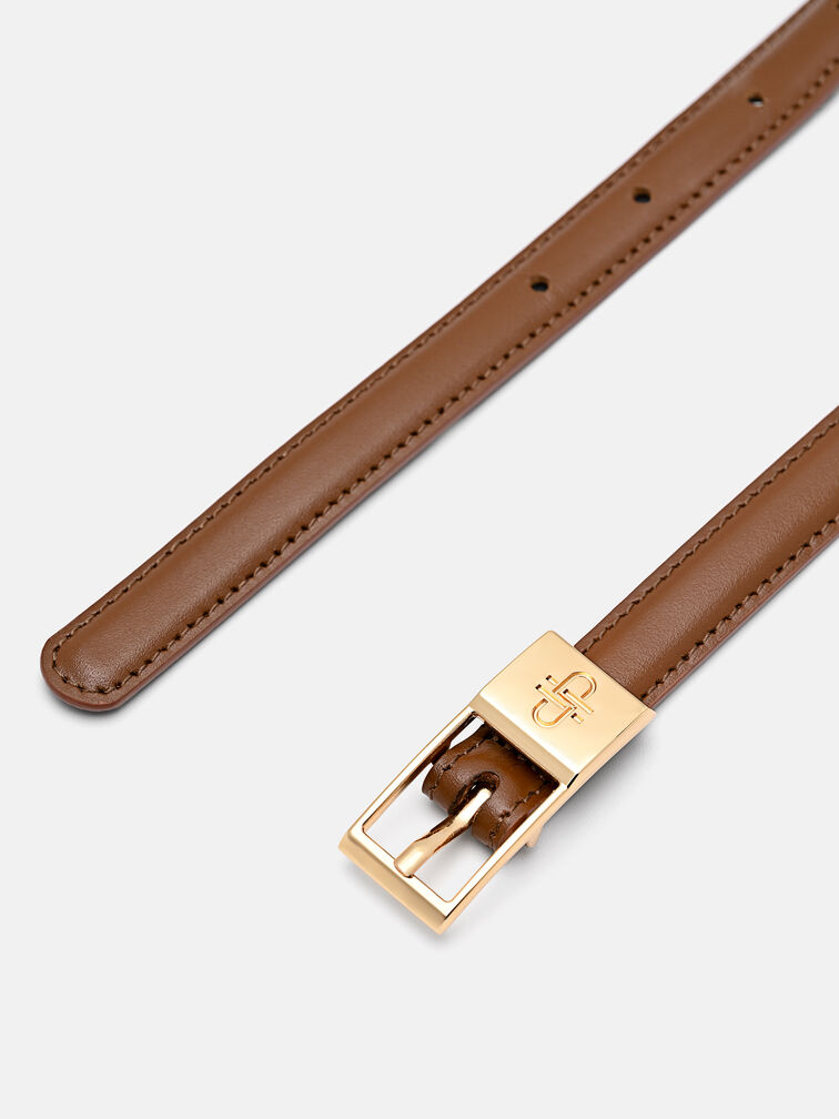 Leather Pin Belt, Cognac