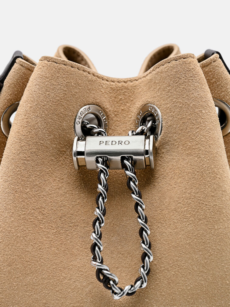 Suede Mini Bucket Bag, Multi