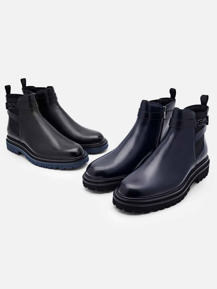 Leather Chelsea Boots, Black