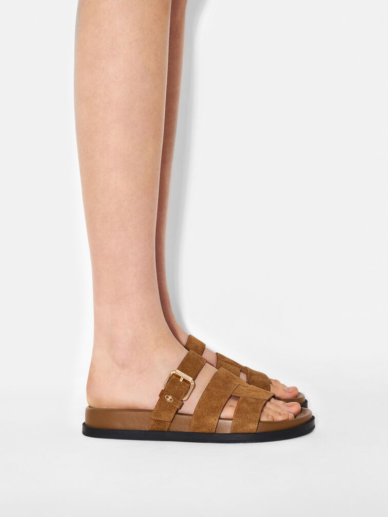 Iza Suede Sandals, Cognac