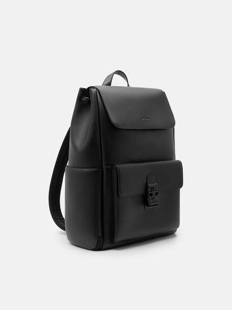 Tex Leather Backpack, Black Tumble