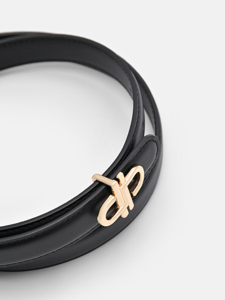 Leather Tang Belt, Black