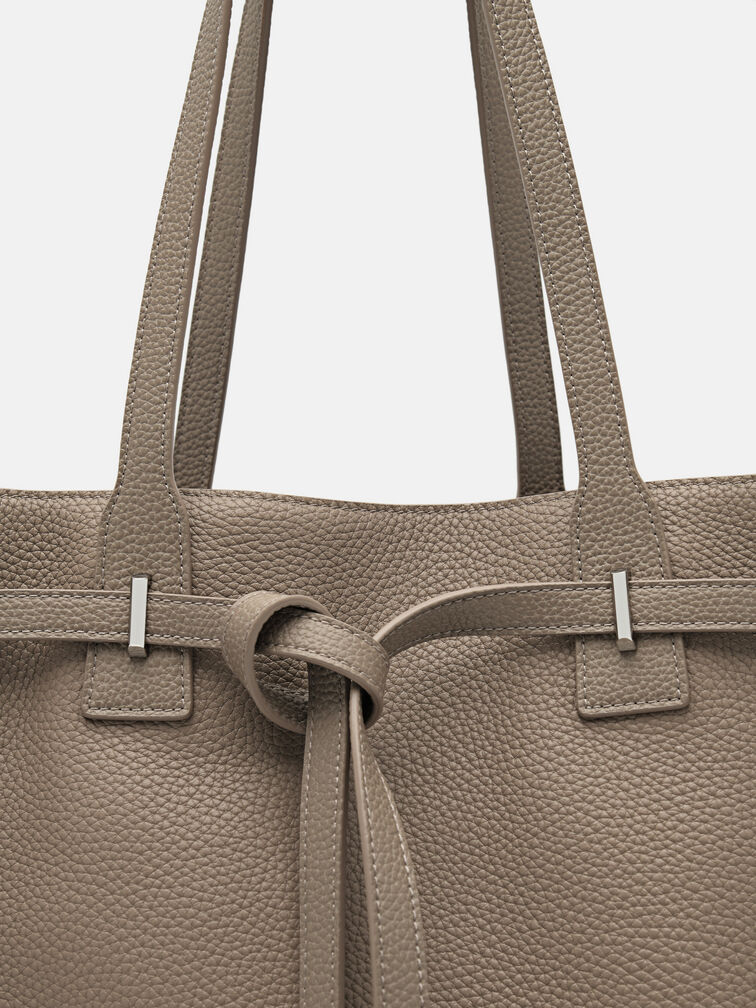 Demi Oversized Leather Tote Bag, Taupe