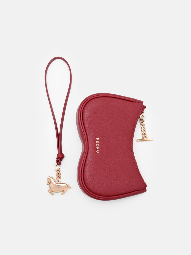 Horse Charm Leather Pouch, Red