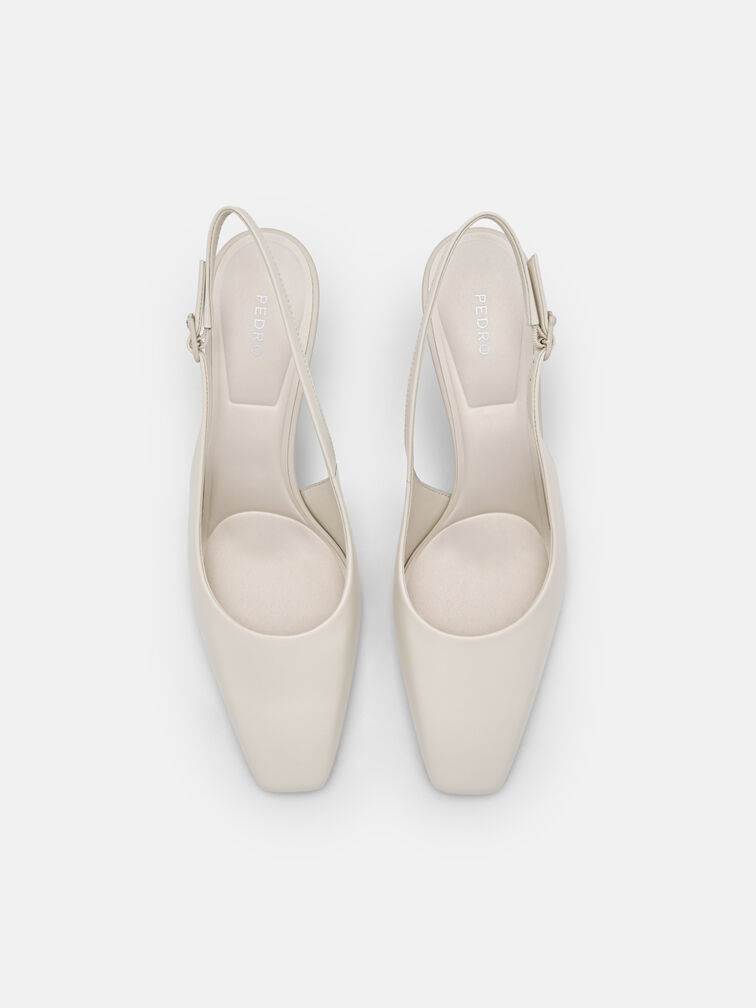 PEDRO Studio Leather Slingback Pumps, Chalk